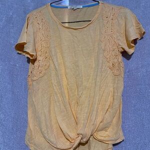 Rewind Orange Tie Front Short Sleeve Blouse